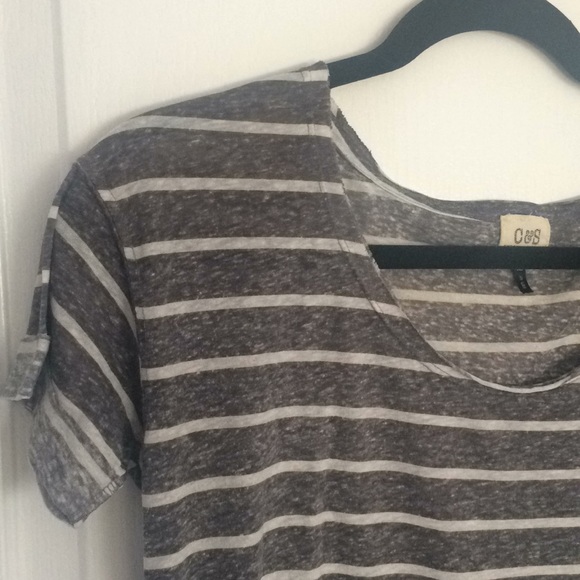 white and grey striped top - Picture 2 of 3